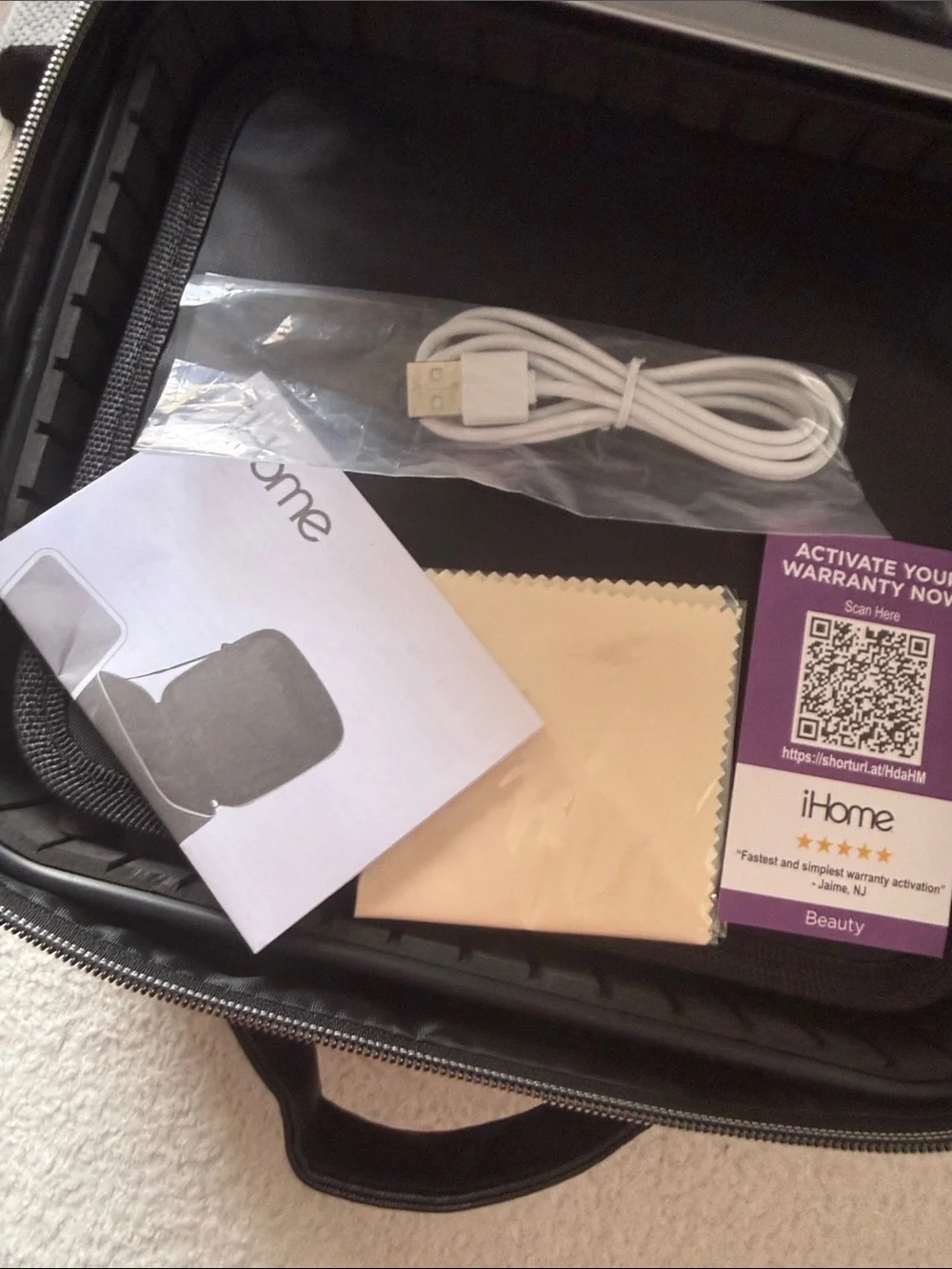 iHome Black Travel Storage Case with Top Handle and Gold Logo